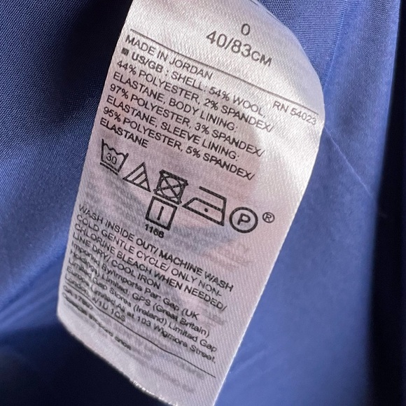 Banana Republic Long and Lean Blazer Marzotto Italian Wool Navy Blue Size 0 - Picture 7 of 7